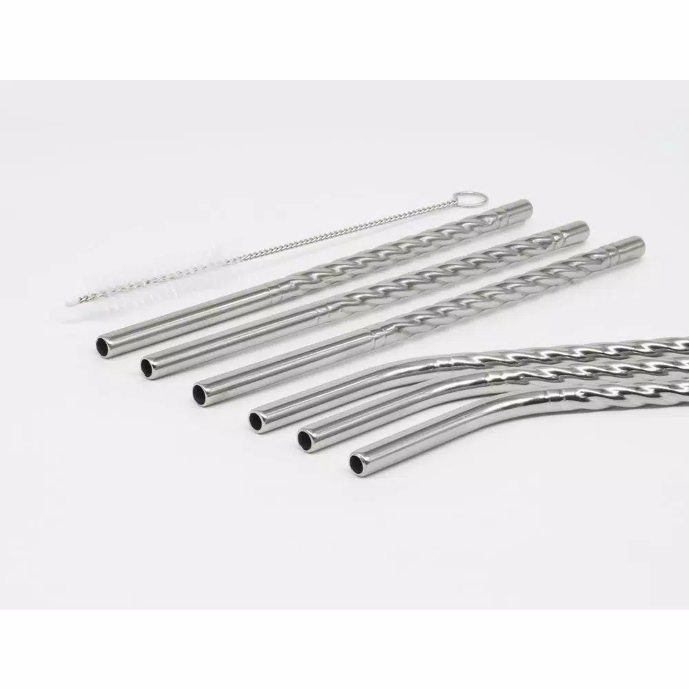 ExcelSteel 14 Pc Reusable Stainless Steel Mini Straw Set with Cleaning Brushes