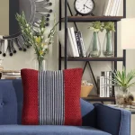 LR Home Bright Red Striped Throw Pillow, 20 in. x 20 in. Textured Cotton Accent Pillow thumbnail 7