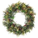 Village Lighting Company 30 in. Pre-Lit LED Boxwood and Berry Christmas Wreath with Remote and Timer thumbnail 1