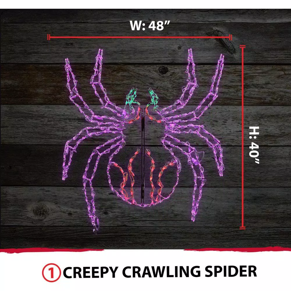 Haunted Hill Farm 48 in. x 40 in. Creepy Crawling Spider LED Halloween Window Light
