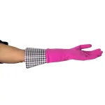 Krumbs Kitchen Rubber Cleaning Gloves, Non-Slip Scalloped Grip, One Size, Pink thumbnail 2