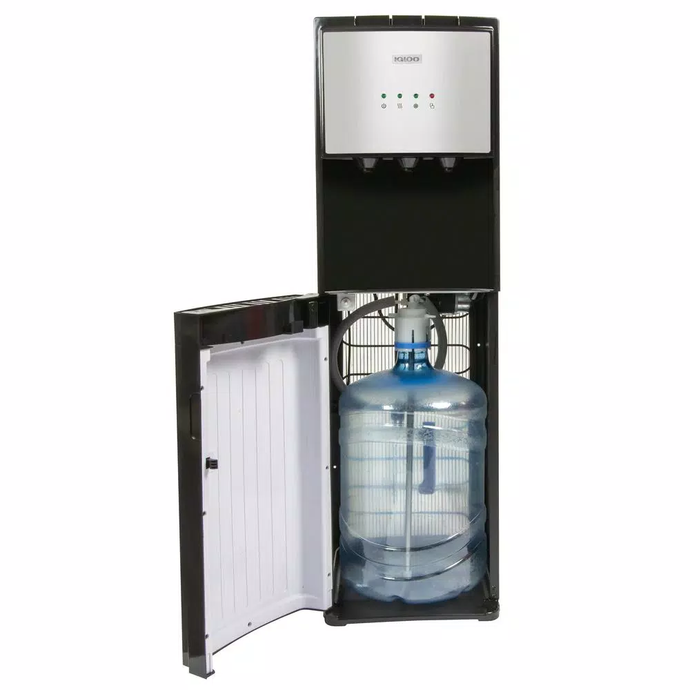 Igloo Bottom Loading Water Dispenser - Hot, Cold & Room Temperature - Black & Stainless Steel
