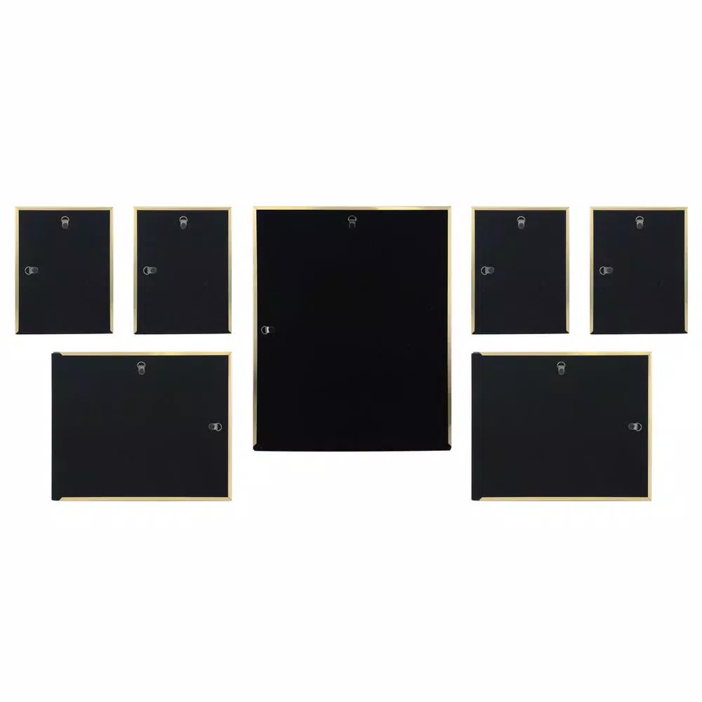 Stonebriar Collection Stonebriar Decorative Stamped Gold Metal Picture Frame Set, 7-Piece Gallery Wall Set