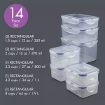Lock & Lock Easy Essentials 14-Piece Rectangular Food Storage Container Set, BPA-Free thumbnail 4