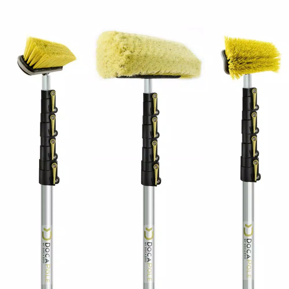 DocaPole Ultimate 3-Brush Kit with 30 ft. Extension Pole for High-Reach Cleaning