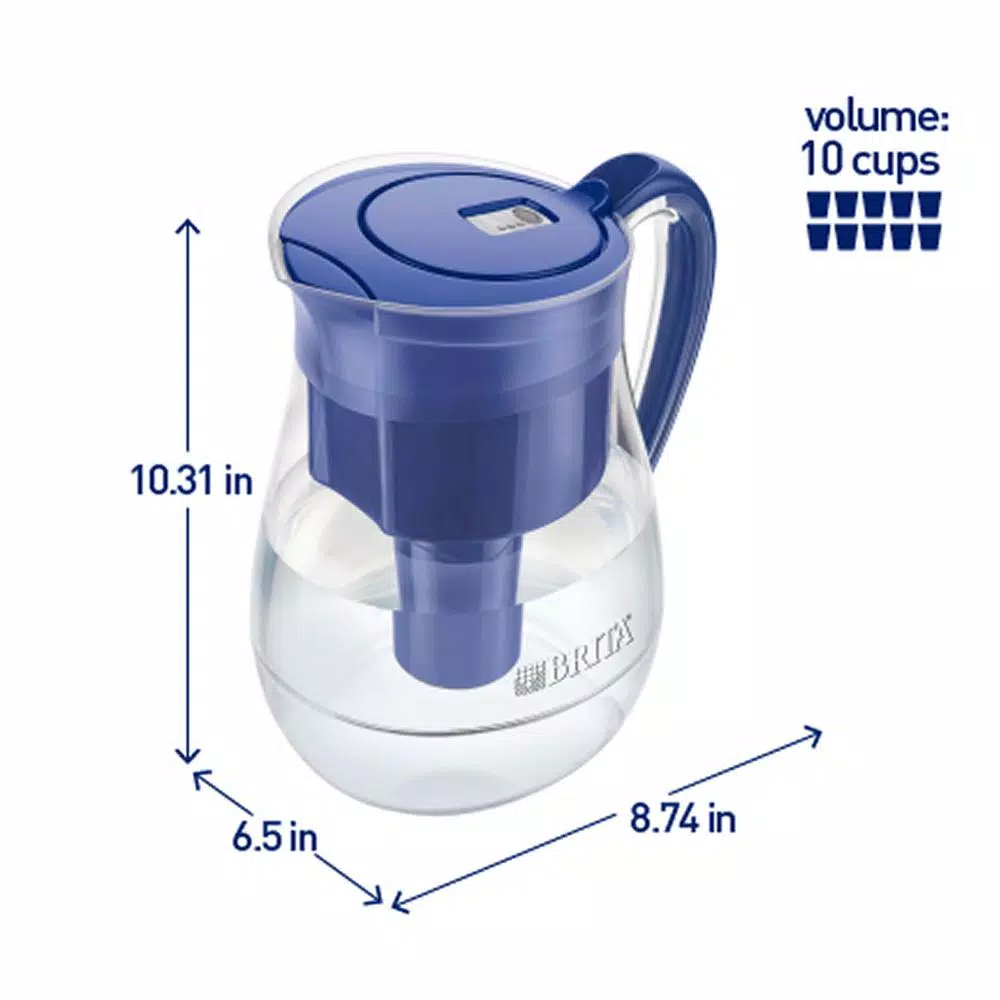 Brita Monterey 10-Cup Water Filter Pitcher with Longlast Filter, Blue