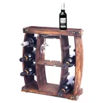 Vintiquewise Rustic Wooden 8-Bottle Wine Rack with Integrated Glass Holder thumbnail 6