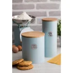 Mason Cash Living Coated-Steel Blue Cookie Storage Canister with Sustainable Bamboo Lid thumbnail 3