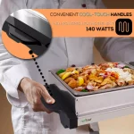 NutriChef 21.9 in. Stainless Steel Dual Plate Electric Food Warming Tray Buffet Server thumbnail 8