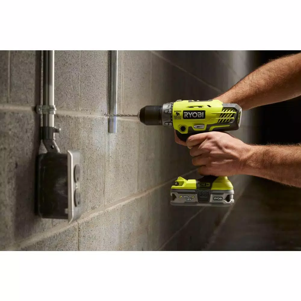 RYOBI 18V ONE+ 1/2 in. Cordless Hammer Drill/Driver Kit with 1.5 Ah Battery