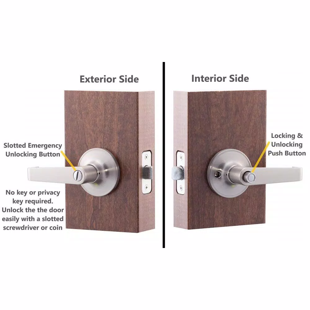 Copper Creek Satin Stainless Steel Privacy Lever for Bedroom and Bathroom