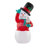 Home Accents Holiday 6 ft. Animated Airblown Inflatable Shivering Snowman with Ugly Sweater and Ice Cream thumbnail 1