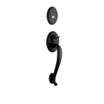 Baldwin Logan Distressed Oil-Rubbed Bronze Double Cylinder Door Handleset thumbnail 1