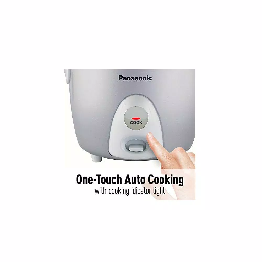 Panasonic Silver 3-Cup Automatic Rice Cooker with Glass Lid, Non-Stick Aluminum Pan, and Measuring Cup