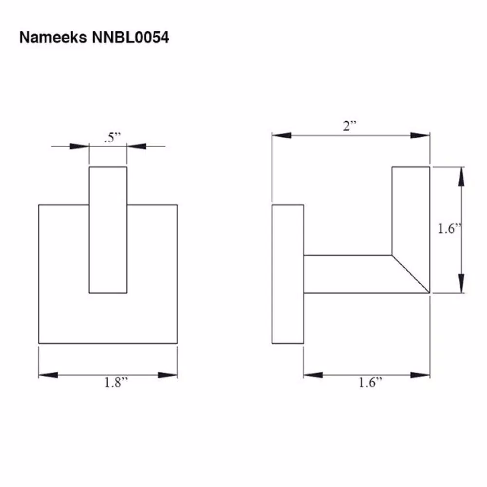 Nameeks Modern Hotel Collection Wall Mounted Brass Robe/Towel Hook - Black