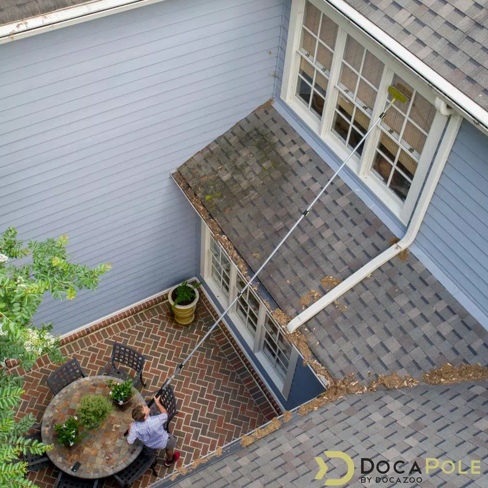 DocaPole 24 ft. Telescoping Window Cleaning Kit with Dual Pivot Squeegee and Microfiber Scrubber