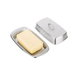 Jiallo Stainless Steel Butter Dish with Lid, Modern Rectangular Food Storage Tray thumbnail 2