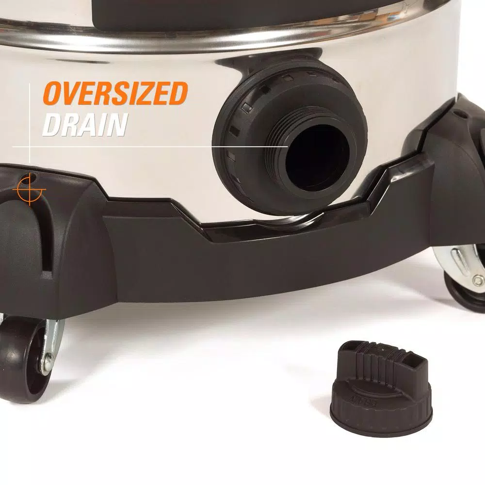 RIDGID 10 Gal. 6.0 Peak HP Stainless Steel Wet/Dry Shop Vacuum with Locking Accessories