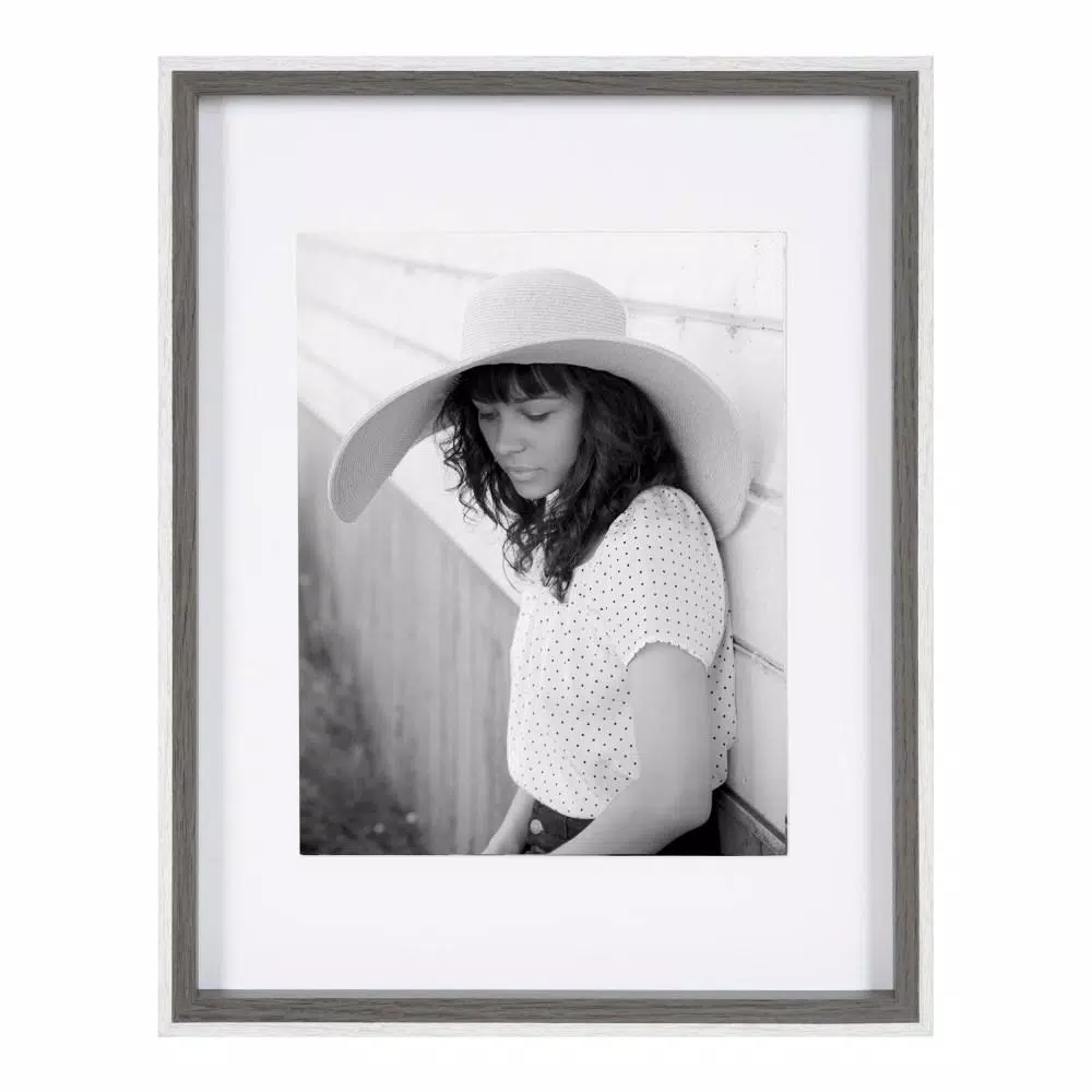 Kate and Laurel Gibson 11 x 14 in. Gallery Wall Picture Frame Set, Matted to 8 x 10 in., Gray and White (Set of 4)