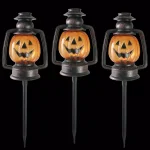Northlight 16.5 in. Flickering Pumpkin Halloween Pathway Lantern Markers, Set of 3 thumbnail 1