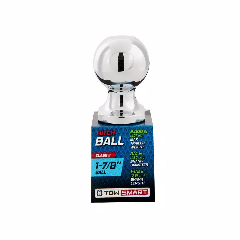 TowSmart 2,000 lb. Capacity Chrome Hitch Ball, 1-7/8 in. x 3/4 in. Shank