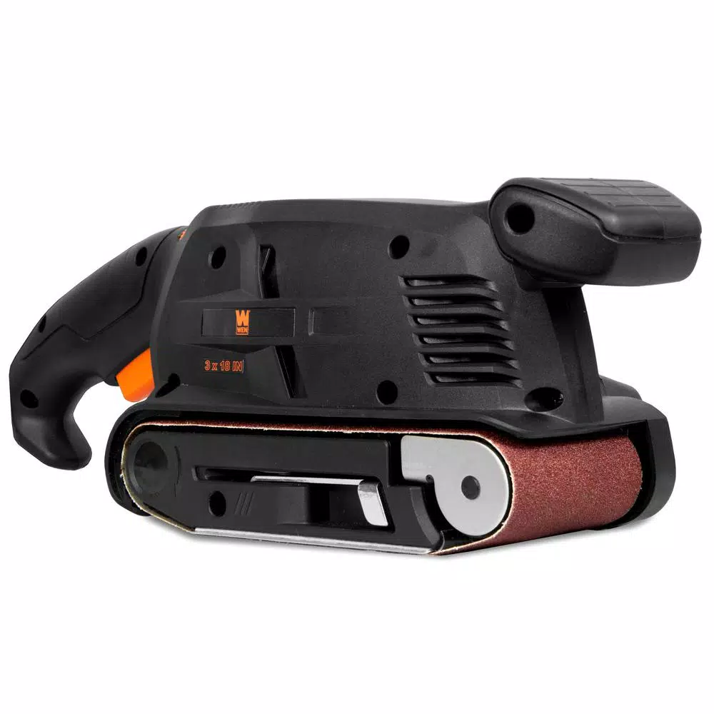 WEN 5-Amp 3 in. x 18 in. Variable Speed Corded Belt Sander, Handheld and Benchtop