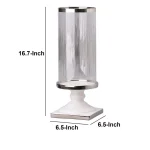 Benjara Admirably Modern Glass Pedestal Candle Holder with Silver Finish thumbnail 5
