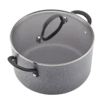 Farberware Quartz 10-Piece Nonstick Aluminum Cookware Set with Induction Base, Gray Speckle thumbnail 5