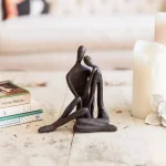 Danya B Cast Bronze Couple Embracing Sculpture - Handcrafted Sand Cast Metal Statuary thumbnail 1