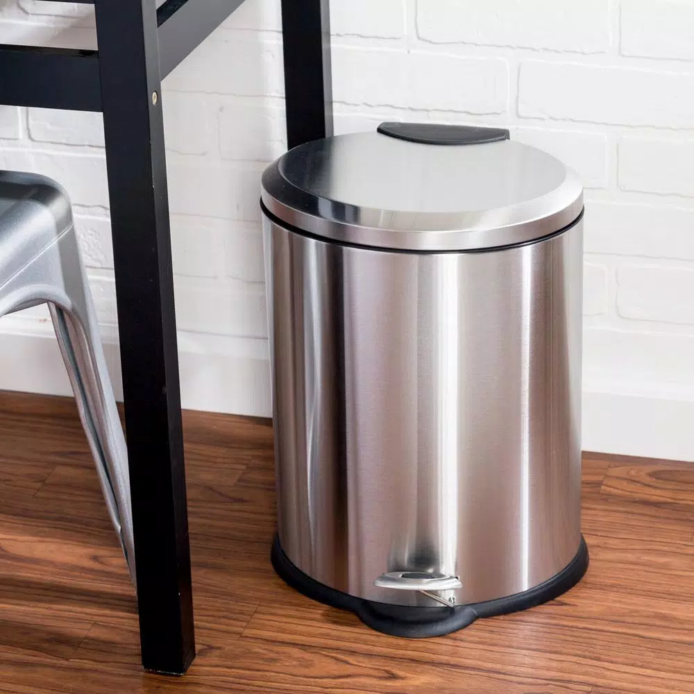 Honey-Can-Do 3.2 Gal. Stainless Steel Oval Step-On Trash Can with Removable Inner Bucket