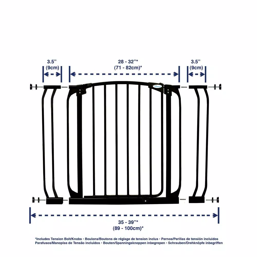 Dreambaby Chelsea Auto-Close Security Gate with Extensions, 29.5 in. H, Black