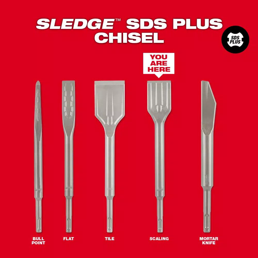 Milwaukee SDS-Plus SLEDGE 1-1/2 in. x 10 in. Scaling Chisel, Carbide Tip