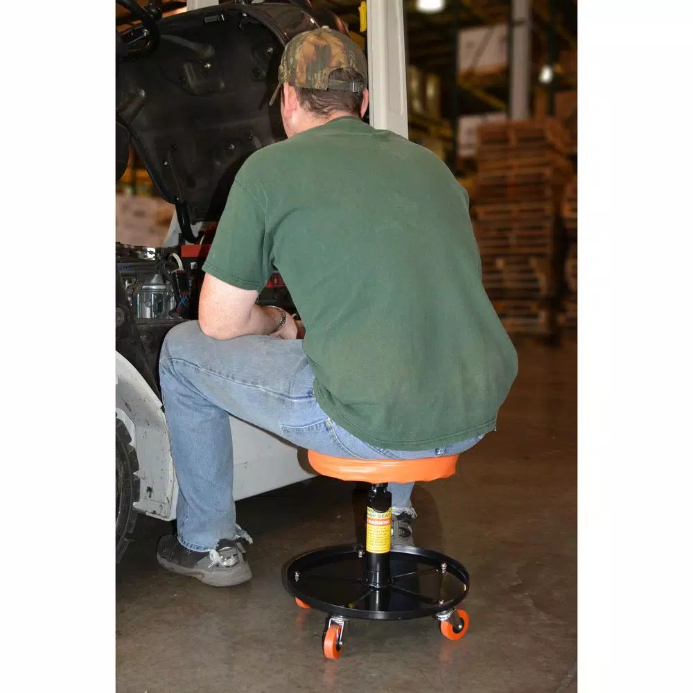 Black Bull Adjustable Mechanic's Roller Seat with Swivel Casters