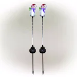 Alpine Corporation Solar Snowman Garden Stakes with Fiber Optic LED Lights, Set of 2 thumbnail 8