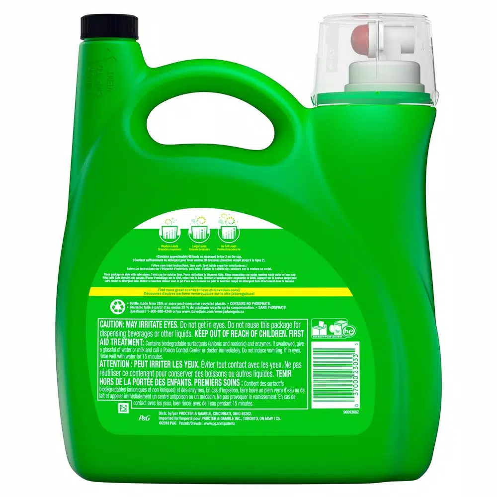 Gain Original Fresh Scent Liquid Laundry Detergent, HE Compatible, 150 oz (96 Loads)