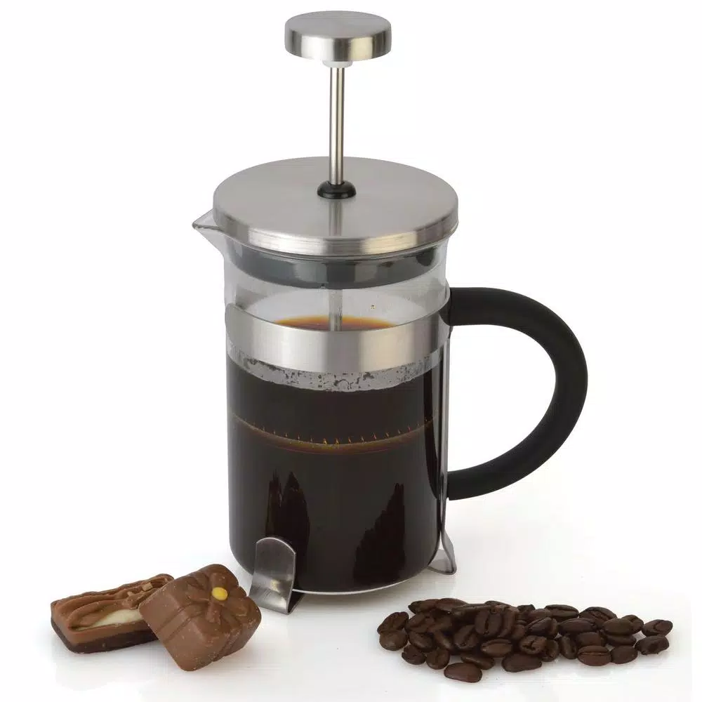 BergHOFF Essentials 4-Cup Stainless Steel and Glass French Press Coffee and Tea Maker
