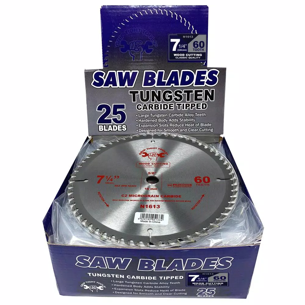 GRIP TIGHT TOOLS Grip Tight Classic 7-1/4 in. 60-Tooth Tungsten Carbide Tipped Circular Saw Blade (25-Pack)