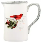 Home Essentials Cardinal Holly Ceramic Pitcher, 33 fl. oz. Red Holiday Serving Pitcher thumbnail 1