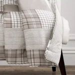 Lush Decor Greenville Taupe Reversible Plaid Cotton Throw Blanket thumbnail 2