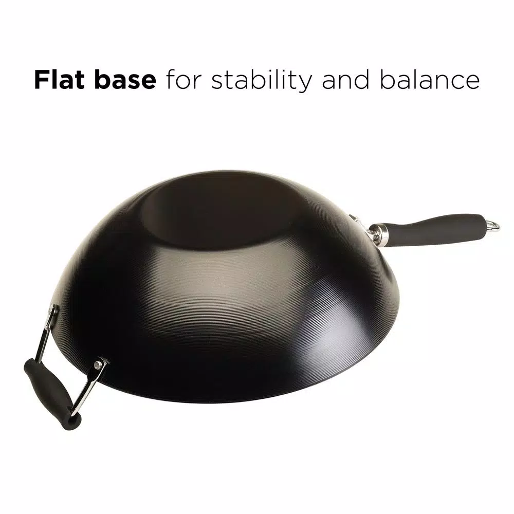 Ecolution Hong Kong Chopstick House 14-inch Carbon Steel Wok with Nonstick Coating and Helper Handle