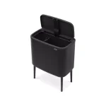 Brabantia Bo Touch 9.5 Gallon Dual Compartment Matte Black Steel Rectangular Touch Top Trash Can thumbnail 4