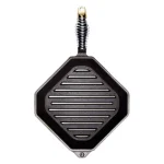 FINEX 11.6 in. Cast Iron Grill Pan with Stainless Steel Handle, Black thumbnail 1