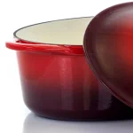 MegaChef 7 Qt. Oval Enameled Cast Iron Casserole Dish with Lid, Red thumbnail 5