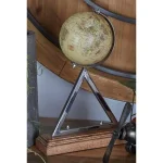 LITTON LANE 14 in. Rustic Sepia Globe with Silver Triangular Stainless Steel Stand thumbnail 1