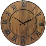 Infinity Instruments Wine Barrel 24 in. Wood and Steel Round Wall Clock thumbnail 1