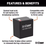 CURT 12V 5Ah Sealed Lead Acid Breakaway Battery for Trailer Brake Systems thumbnail 3