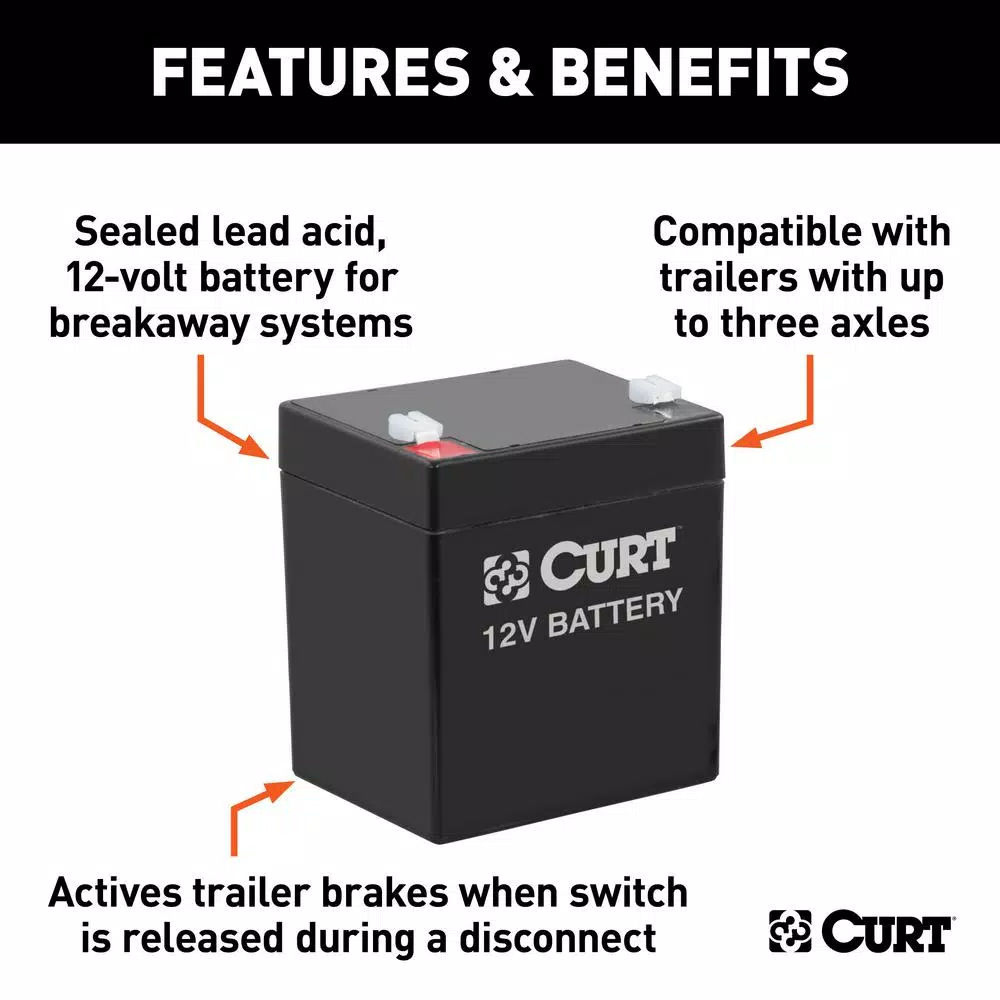 CURT 12V 5Ah Sealed Lead Acid Breakaway Battery for Trailer Brake Systems
