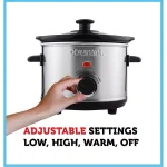 Courant 1.5 Qt. Brushed Stainless Steel Slow Cooker with Tempered Glass Lid thumbnail 3