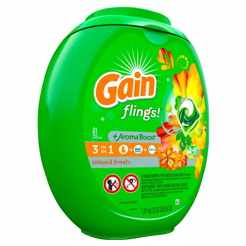 Gain Flings Island Fresh Scent Laundry Detergent Pods, 81 Count