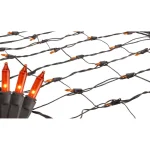 Northlight Orange Mini Net Style Tree Trunk Wrap Christmas Lights, 2 ft. x 8 ft., Brown Wire thumbnail 1